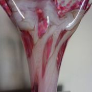 Grand vase corolle évasé 50cm - moucheté rose & blanc Design 70'