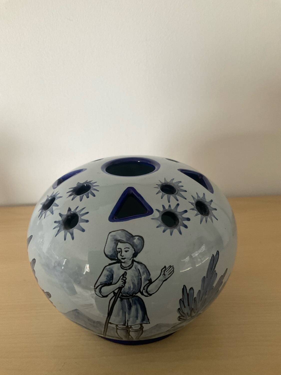 Vintage Nevers earthenware flower vase