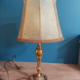 Living room lamp with golden bronze base and shade