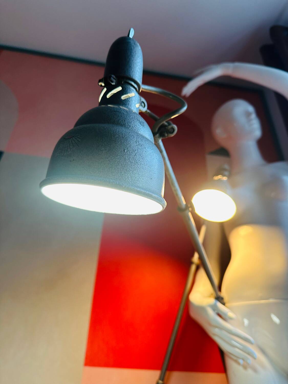 Pair of articulated industrial lamps 1950