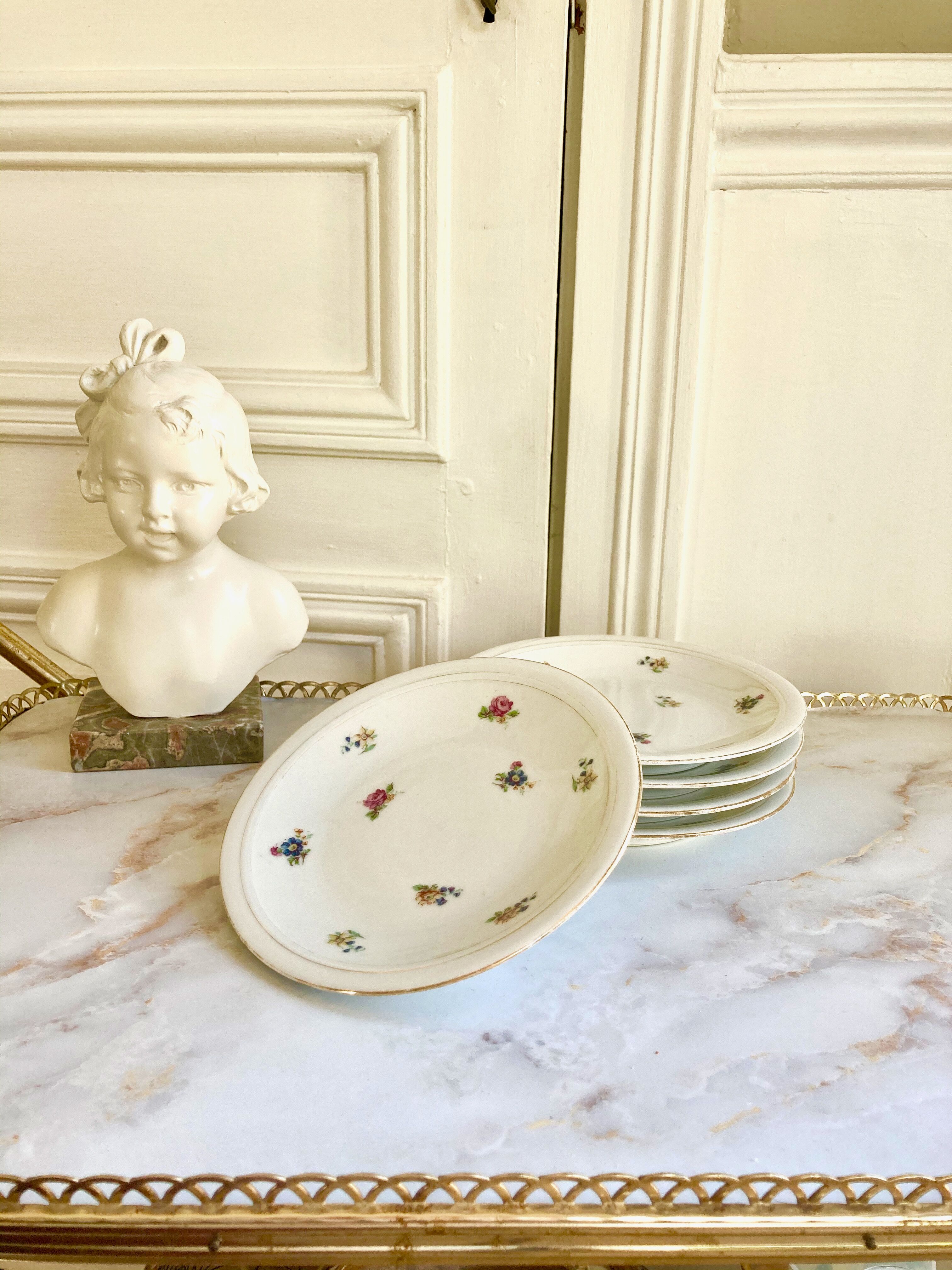 Set de 5 assiettes à dessert décor fleurs