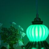 Vintage green glass tulip pendant light