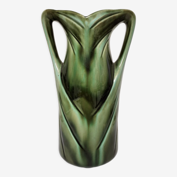 Ancien vase barbotine en faïence art nouveau