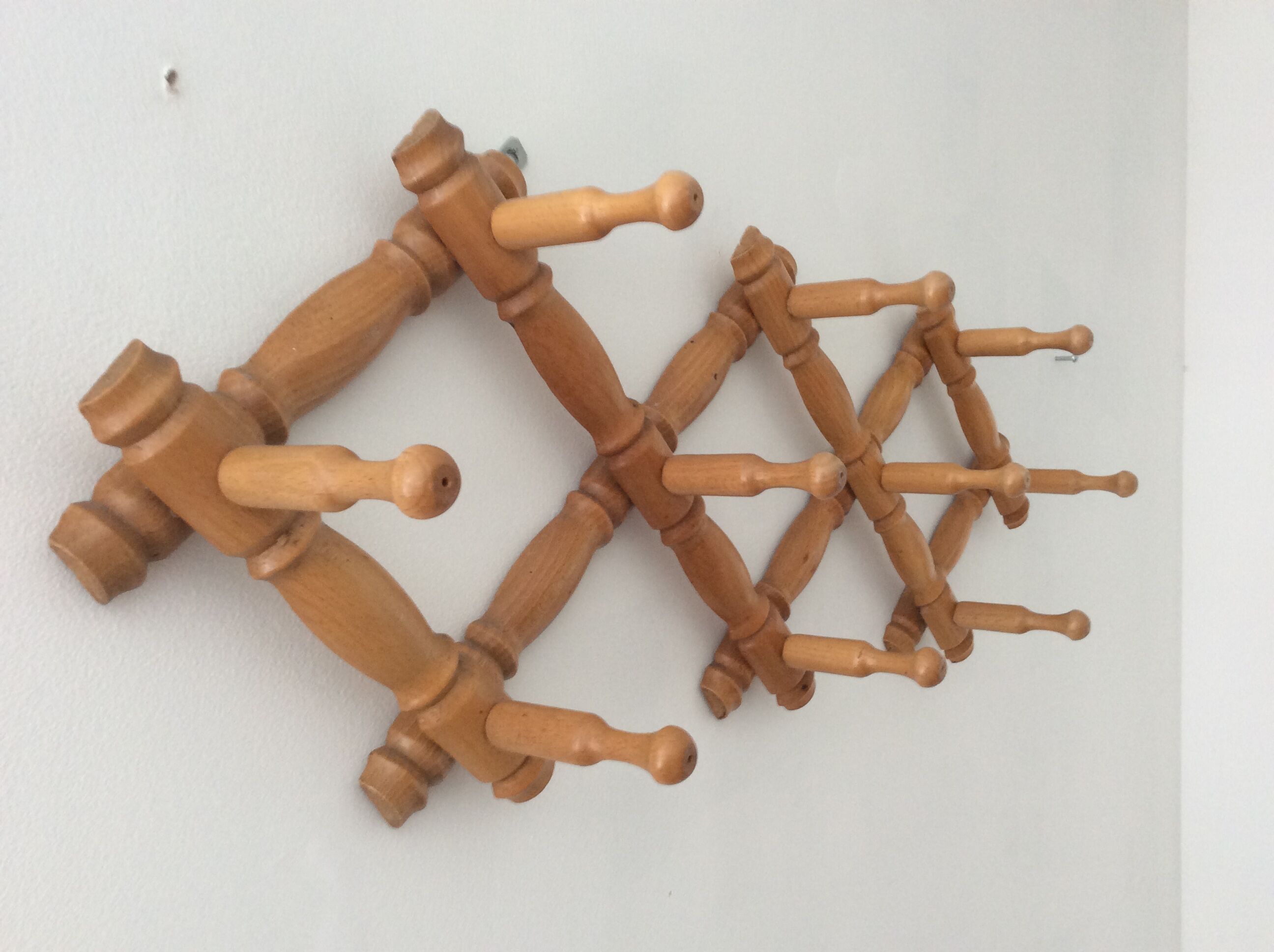 Vintage accordion coat holder 70s wood