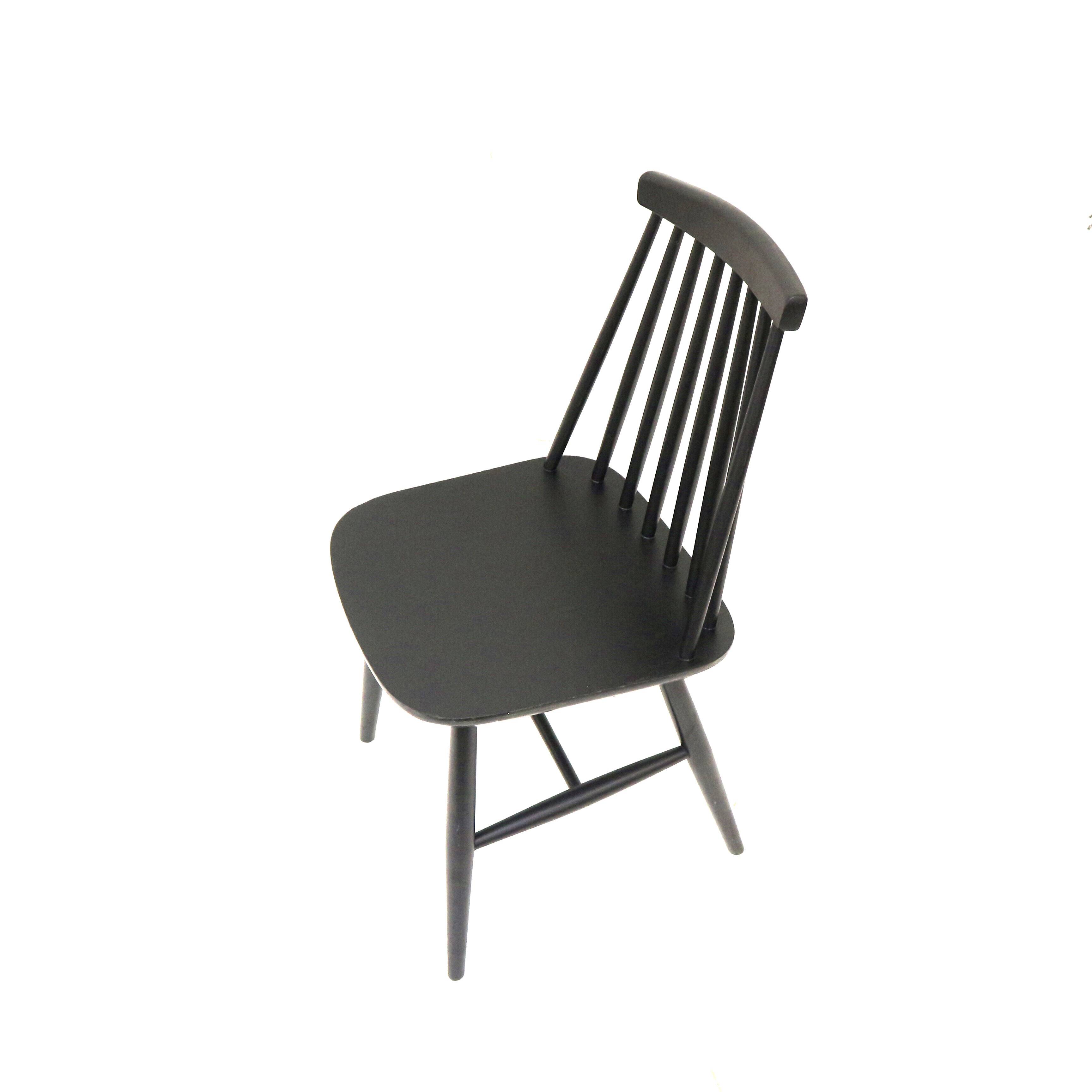 Vintage matt black slatted chair from the 60s