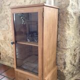 Wooden glass cabinet with drawer