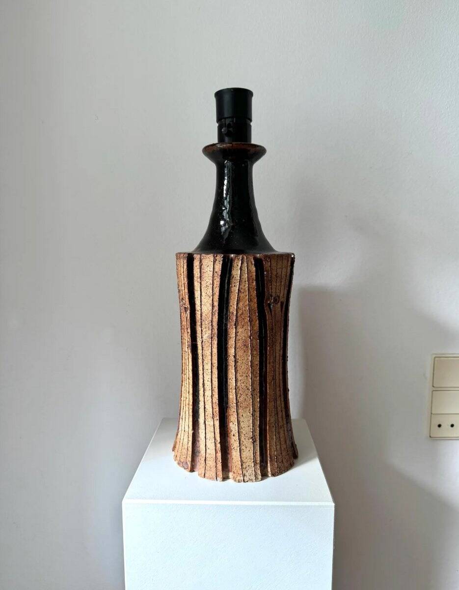 Large brutalist table lamp by Lene Regius, Denmark, 1970s