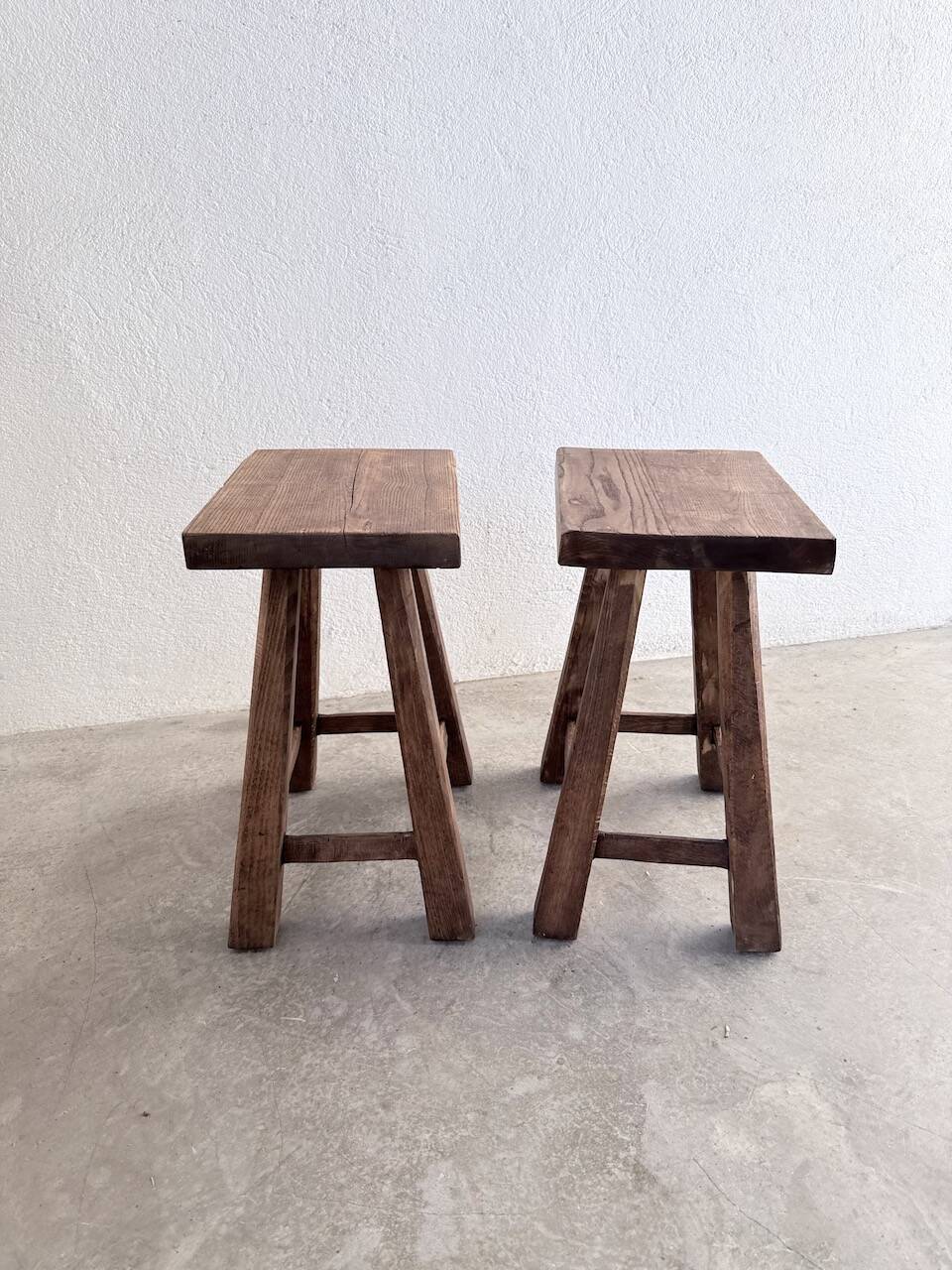 Pair of oak stools from the 1960s.