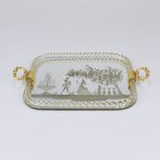 Ercole Barovier Swirl Murano Glass Mirror Serving Tray, Venice, 1940s