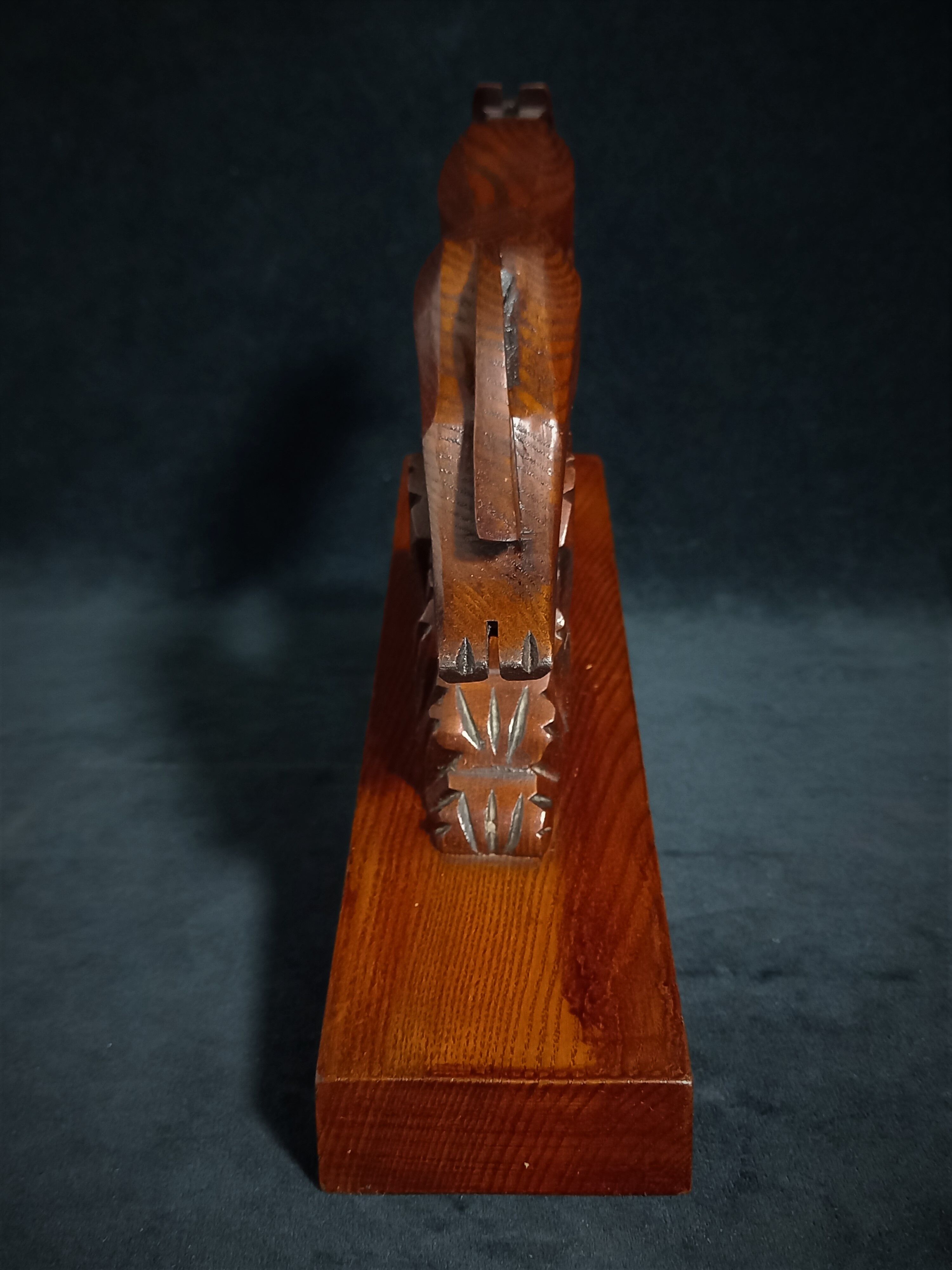 Pair of art deco wooden bookends with greyhounds