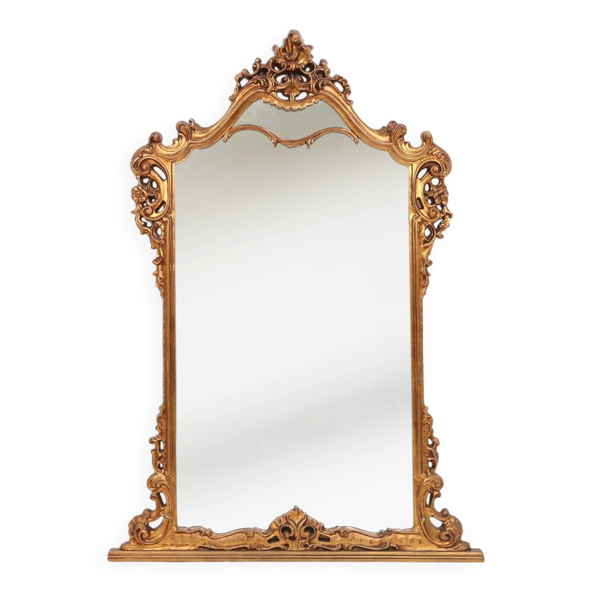 Wood-carved 20th century Louis XV style console mirror, France ca. 1970