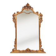 Wood-carved 20th century Louis XV style console mirror, France ca. 1970