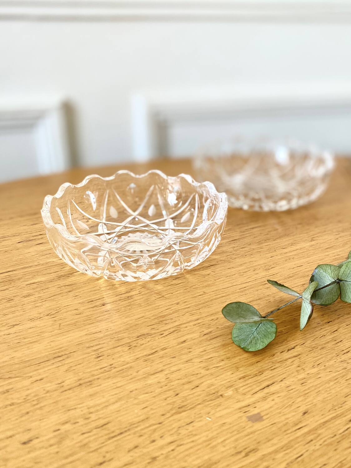 Pair of small real crystal cups