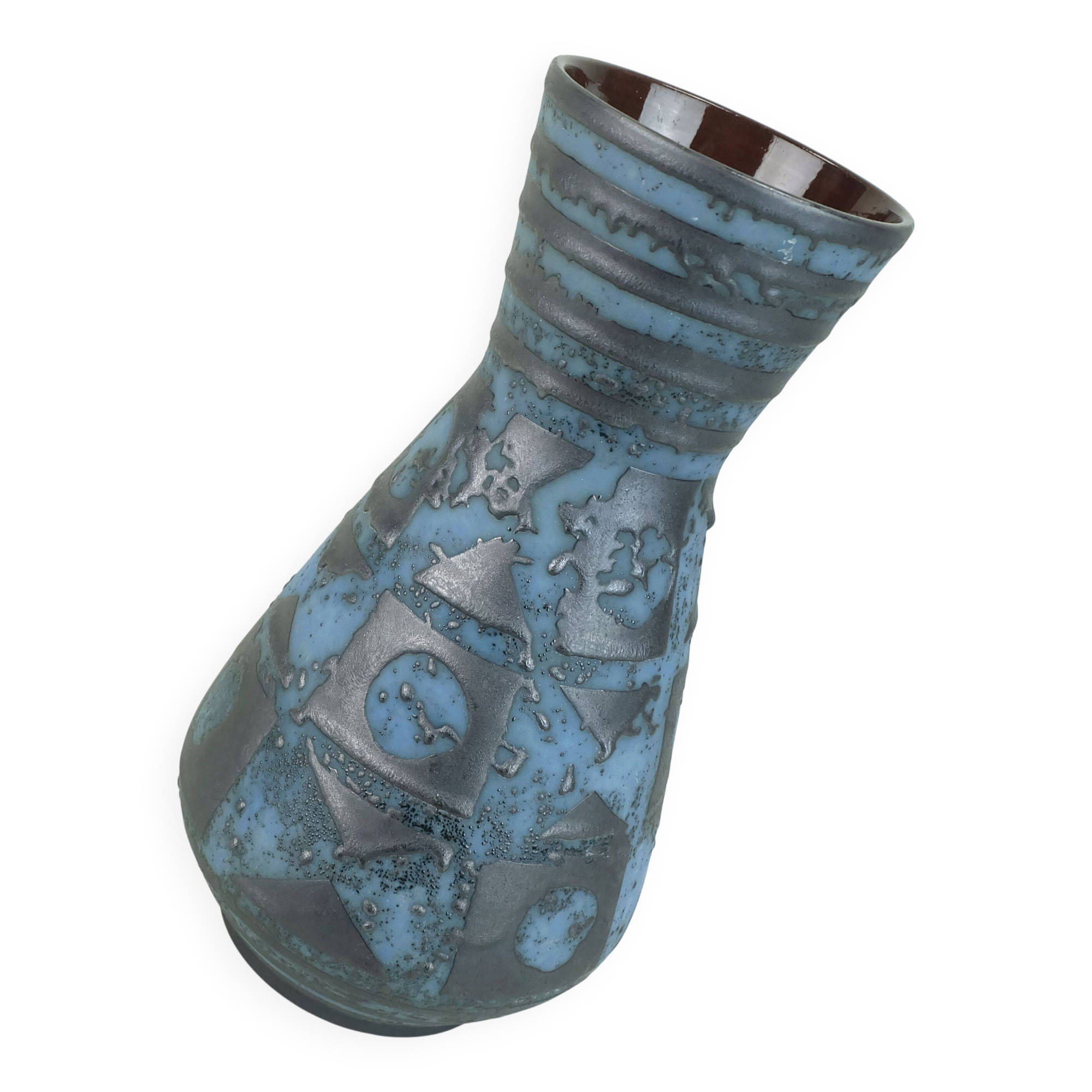 Carstens vase decor ankara blue gray metallic glaze no. 1218-29 1960s