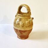 Antique Provençal jug / goat in yellow enamelled stoneware