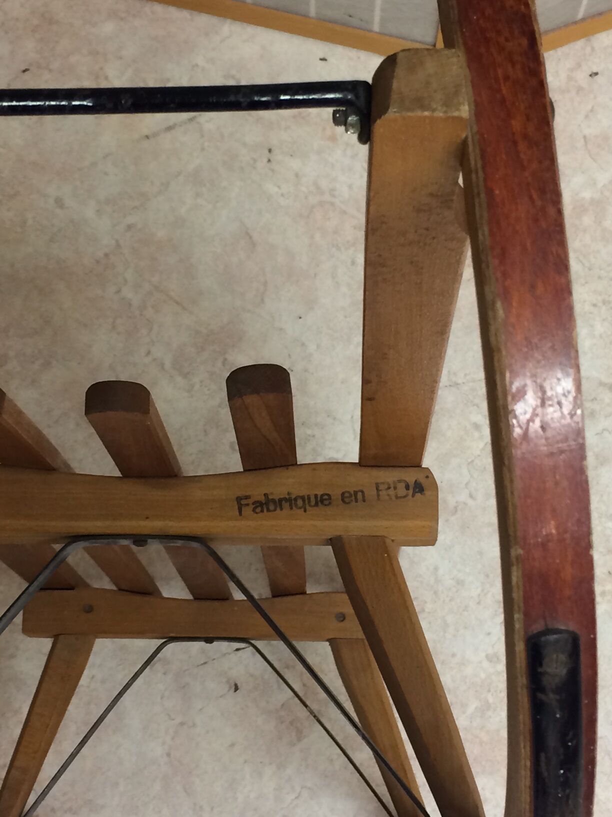 Vintage beech sledge Davos Germina 60/70 made in Gdr