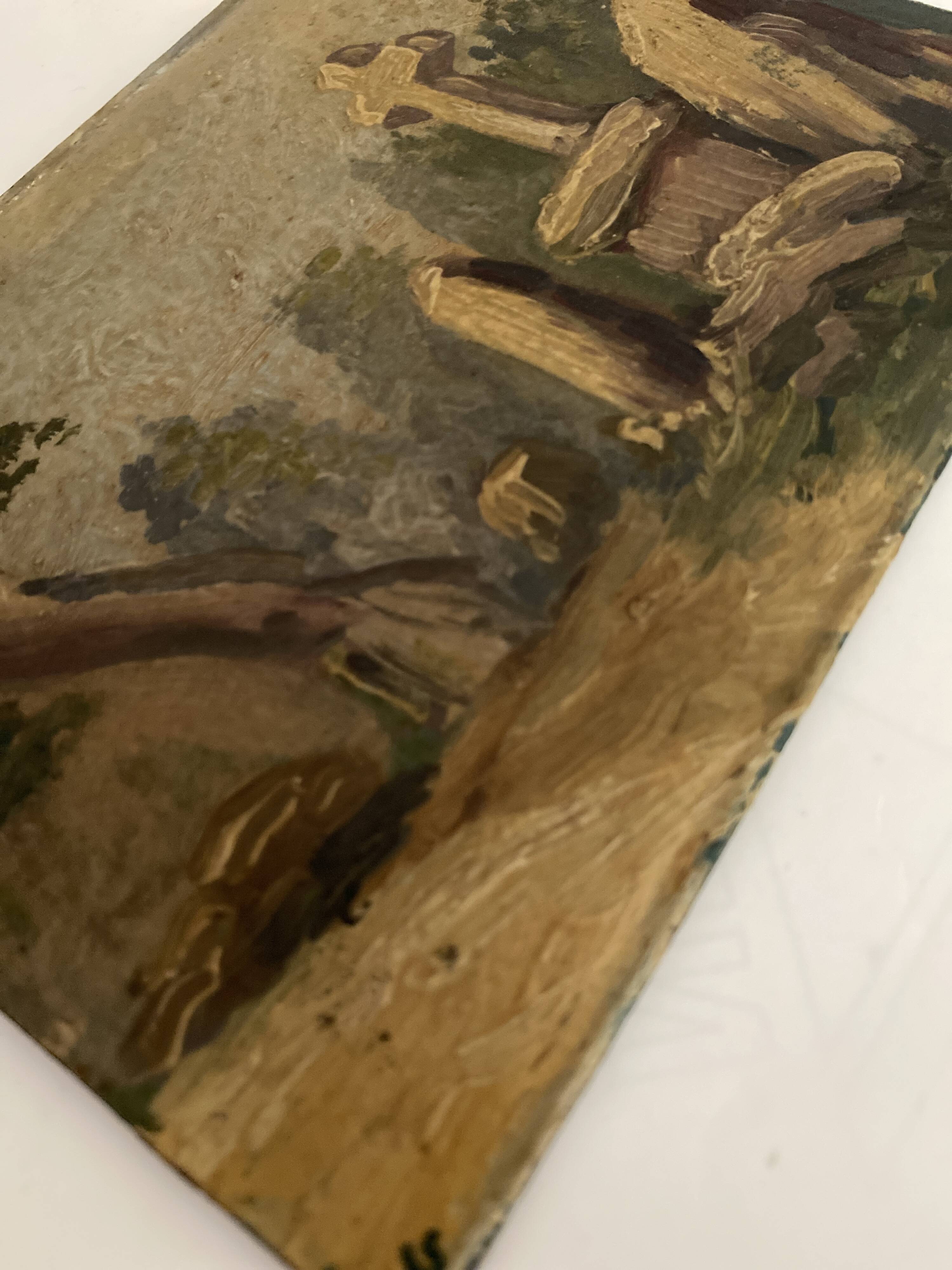 19th century oil on card