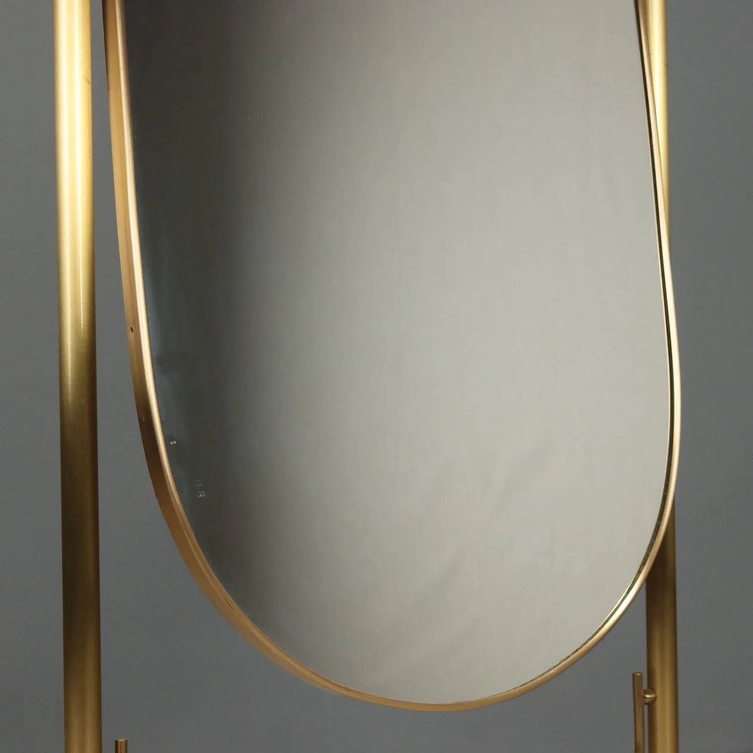 Brass vanity mirror with adjustable tilt