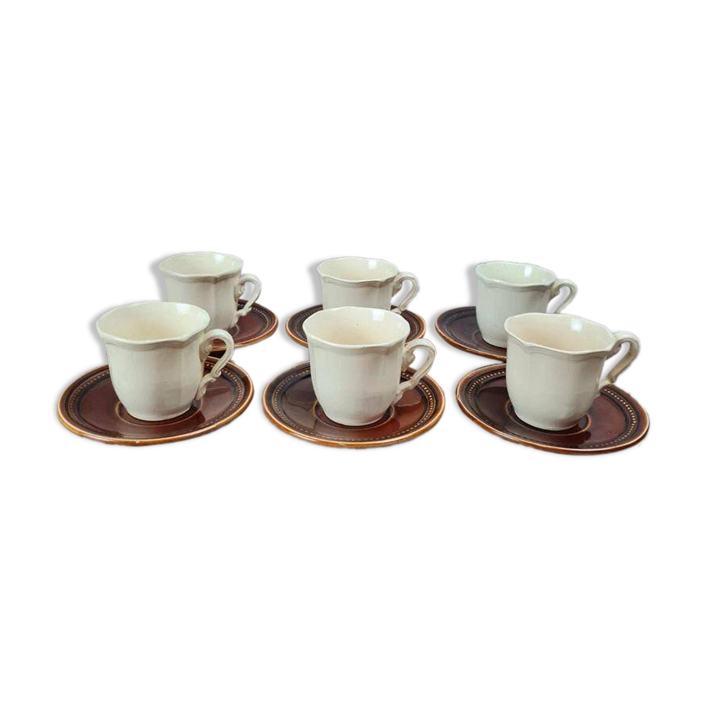 Set of 6 vintage cups and saucers – Saint-Amand & Sarguemines