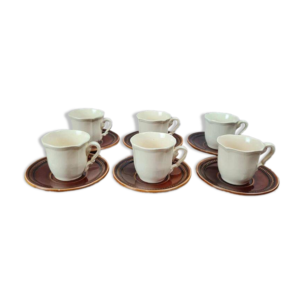 Lot de 6 tasses et sous-coupes vintage – Saint-amand & Sarguemines