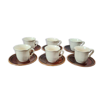 Set of 6 vintage cups and saucers – Saint-Amand & Sarguemines