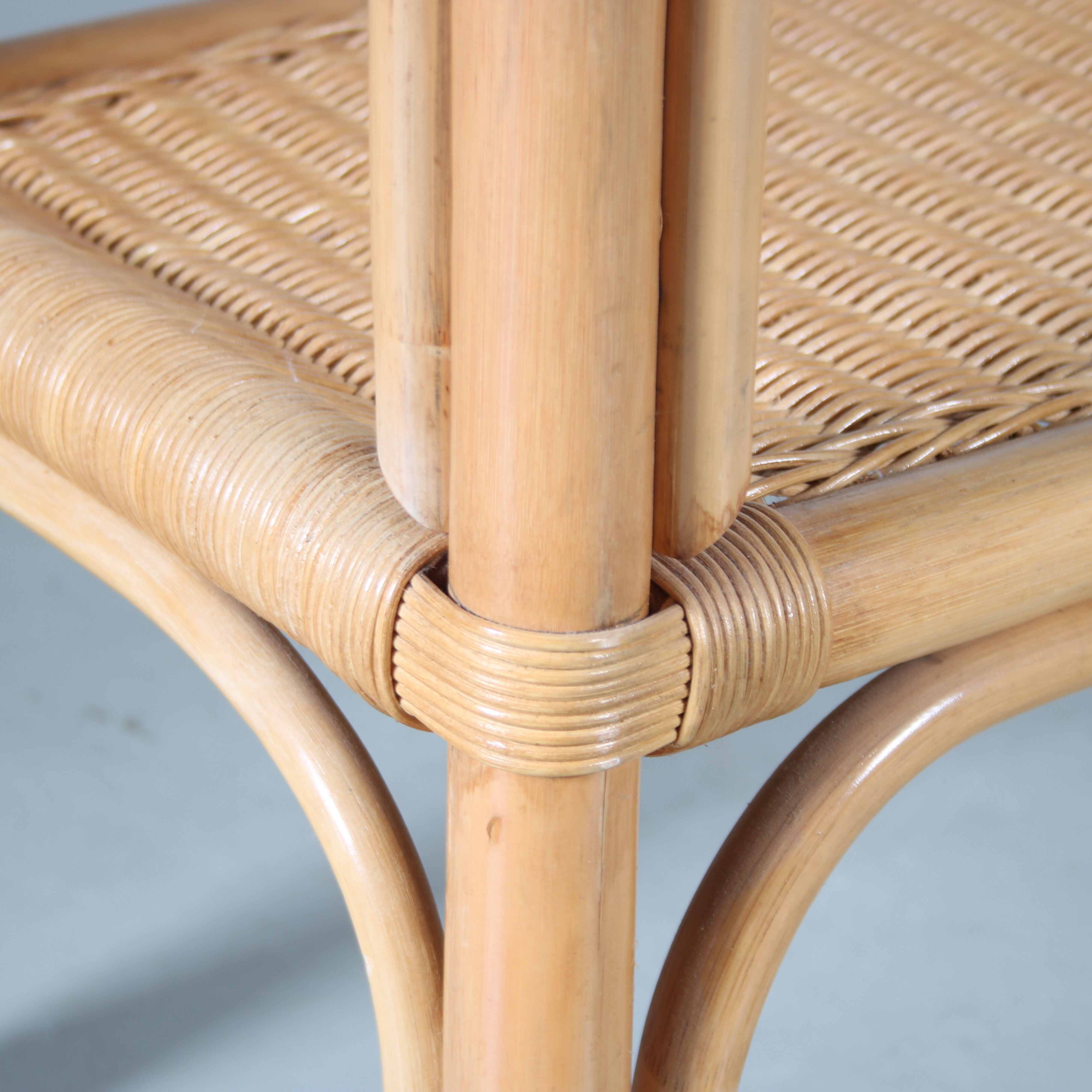 1970s Wicker with bamboo console table from italy