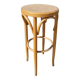 High bar stool in curved wood and cane