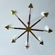 Grande suspension scandinave, teck, laiton et verre
