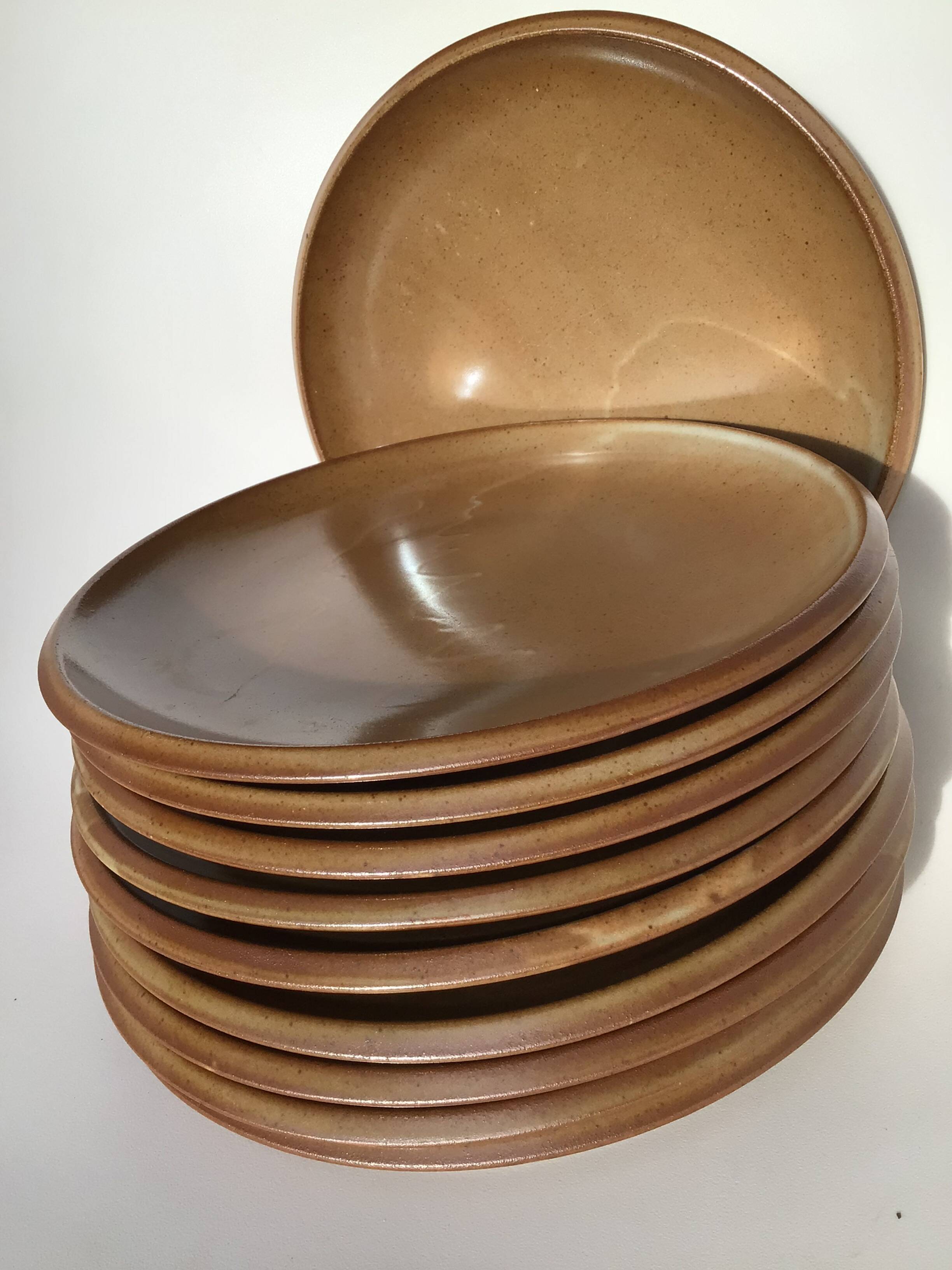 10 Assiettes plates Grès de Brenne France