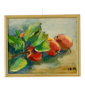 Mid-20th century original still life oil on canvas – apples