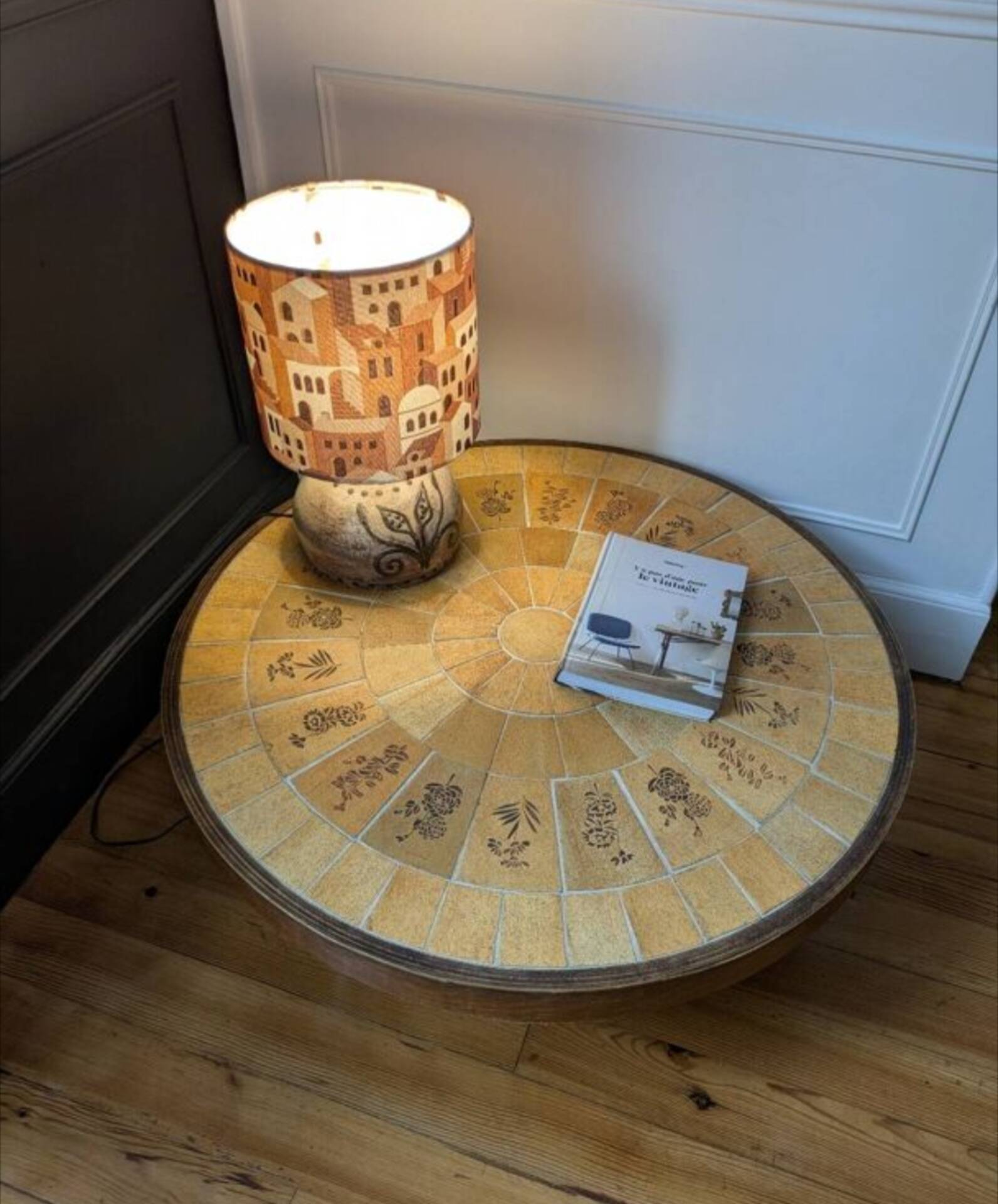 rare table basse ''ronde'' Vallauris par Raymonde Leduc.