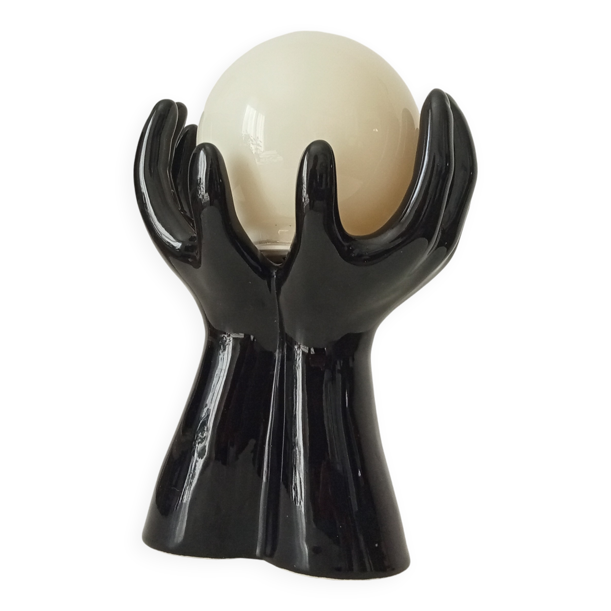 Vintage Italian ceramic and opaline lamp from the 80s