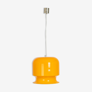 Yellow glass pendant lamp Peill & Putzler Germany 1970s