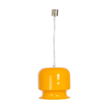 Yellow glass pendant lamp Peill & Putzler Germany 1970s