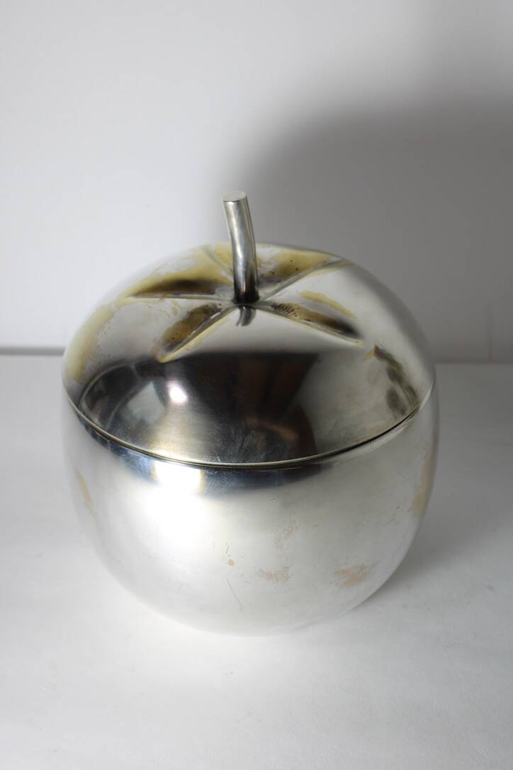 Vintage silver metal tomato ice bucket Italy 1960