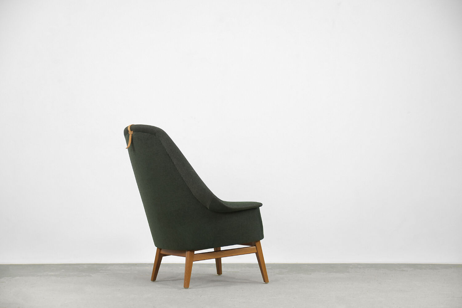 Vintage Scandinavian Mid-Century Modern Bottle Green Armchair, 1950s