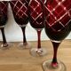 6 red italian cut glass wine glasses