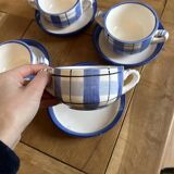 Set of 4 plaid mugs/bowls