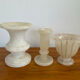 Trio de 3 bougeoirs vintage en albâtre