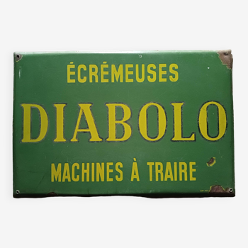 Agricultural enamel sign "diabolo" milking machine.