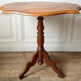 Table console tripode "violon" en noyer blond