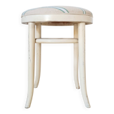 Tabouret vintage en bois courbé style Baumann, assise rayures