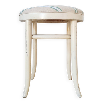 Tabouret vintage en bois courbé style Baumann, assise rayures