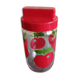 Henkel preservation jar, glass, apple or cherry decoration, in very good condition