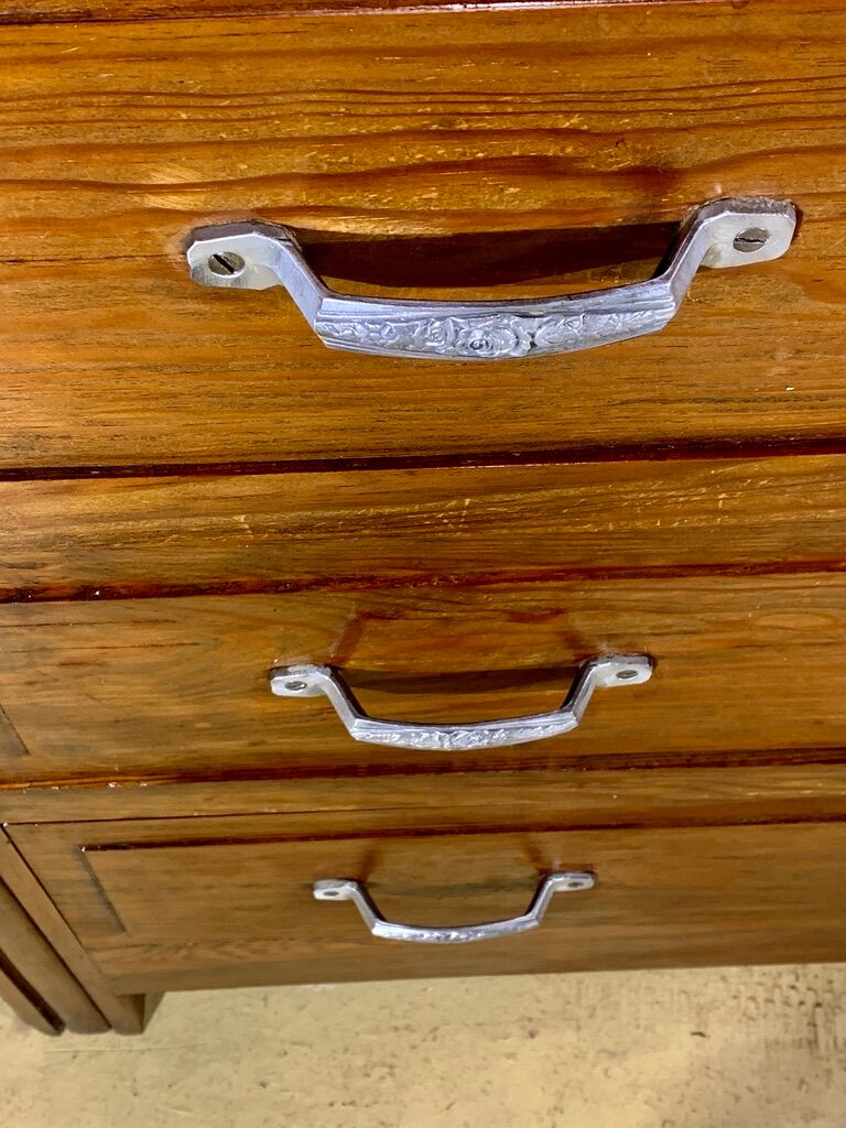 Commode style Art Déco, 3 tiroirs, marbre blanc