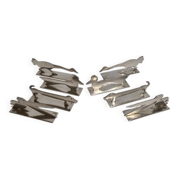 Set of 8 animal-shaped knife rests Yorel Art Deco silver-plated 1930s