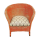 Fauteuil anglais Lloyd Loom kapok orange et vert