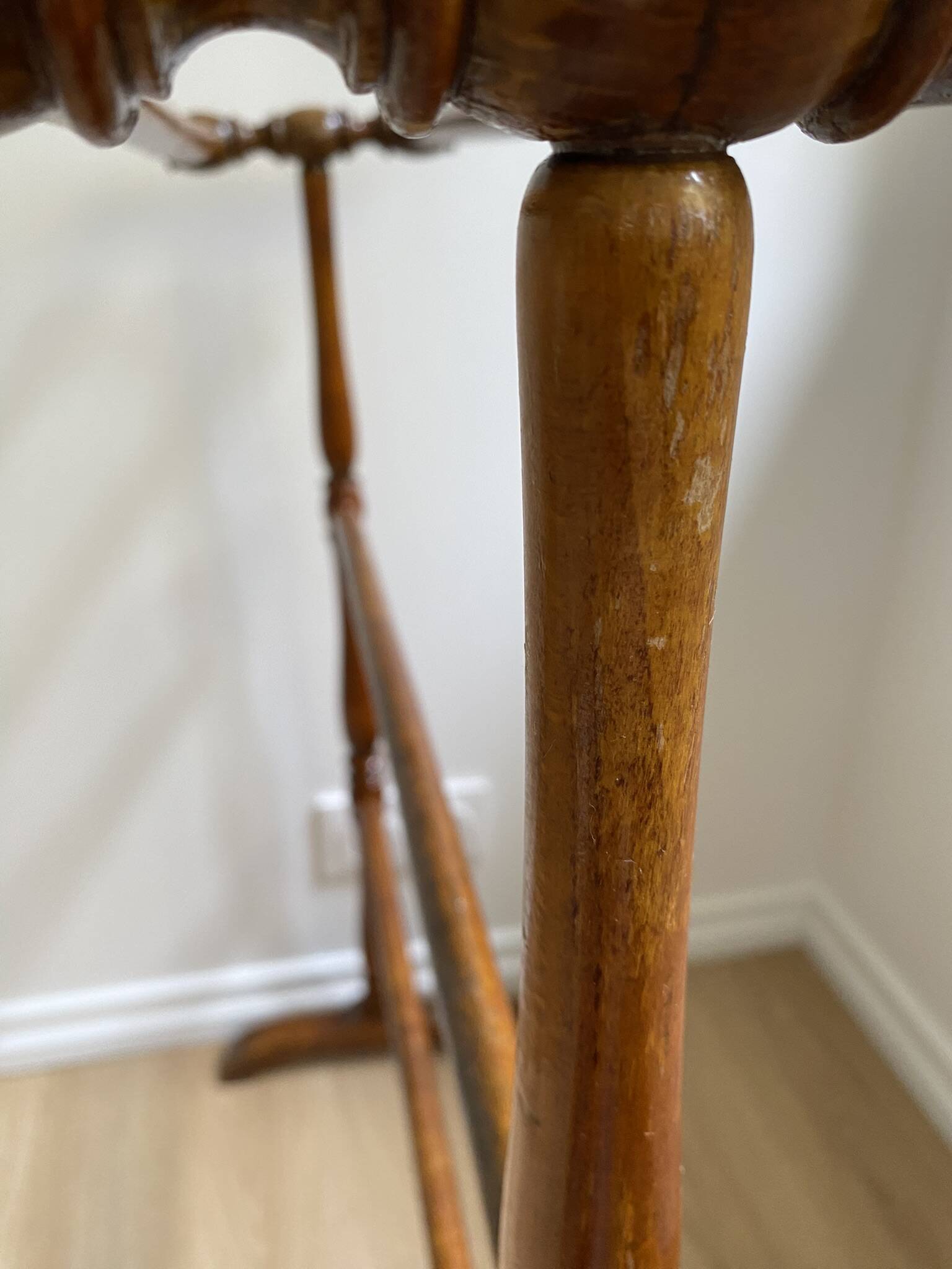 Vintage turned wooden towel rack
