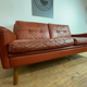 Vintage danish mid century 2 person Svend Skipper cognac sofa 1964