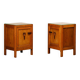 Art Deco Amsterdam School Nightstands pair in oak and glass, 1930s Netherla